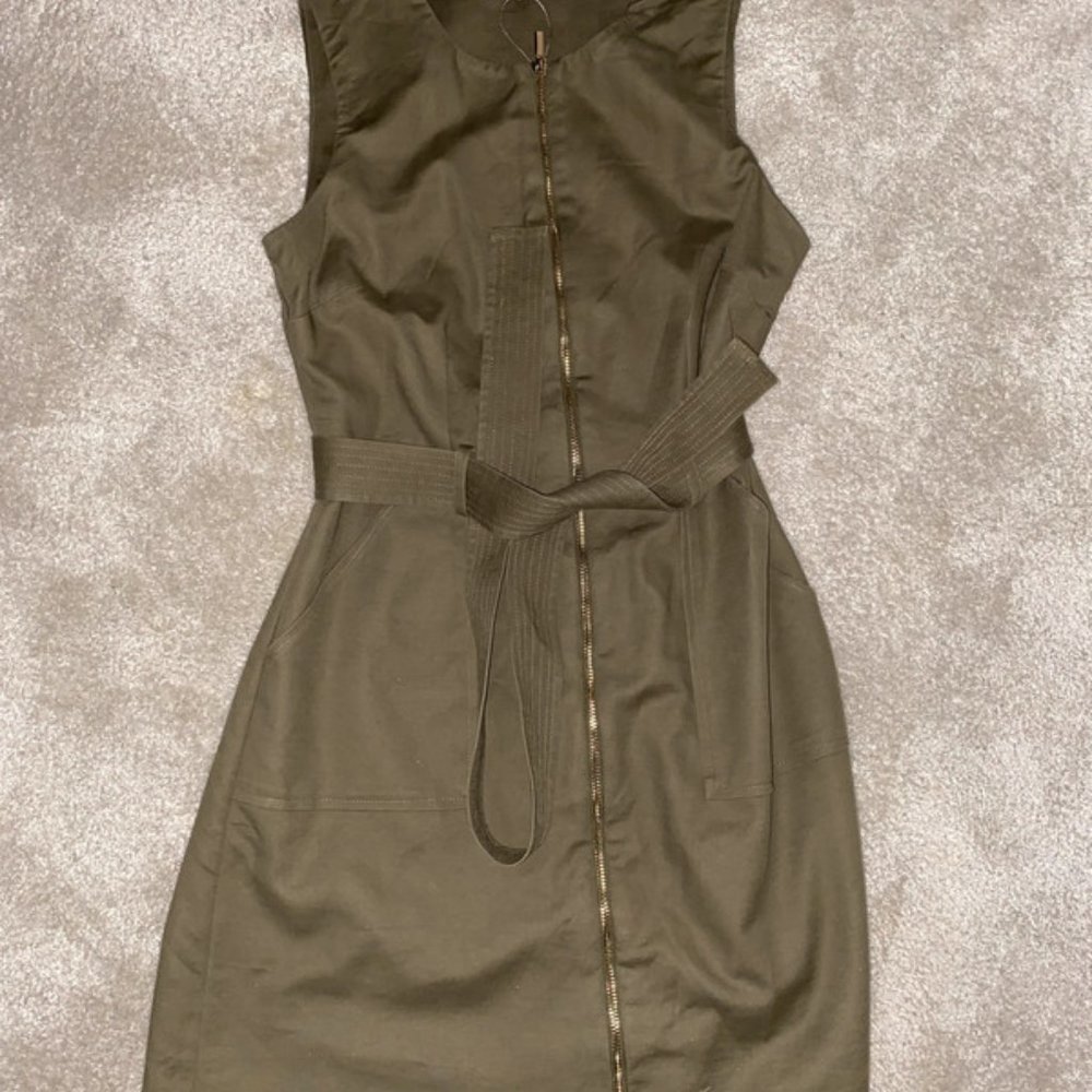 Oasis khaki zip up dress size 12